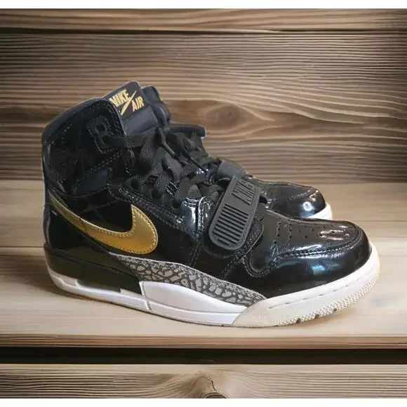 Size 8 - Jordan Legacy 312 Black Gold Patent 2018 AV3922-007 - Picture 2 of 8